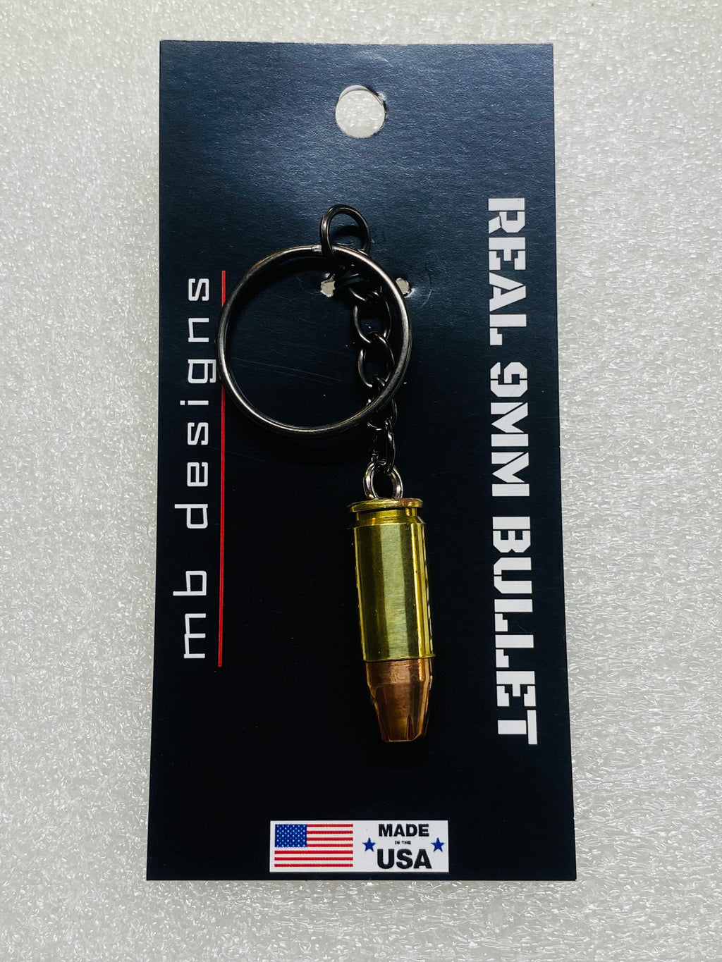 9mm Bullet Hollow Point Keychain Key Chain Unique Gift W/Black Keychain