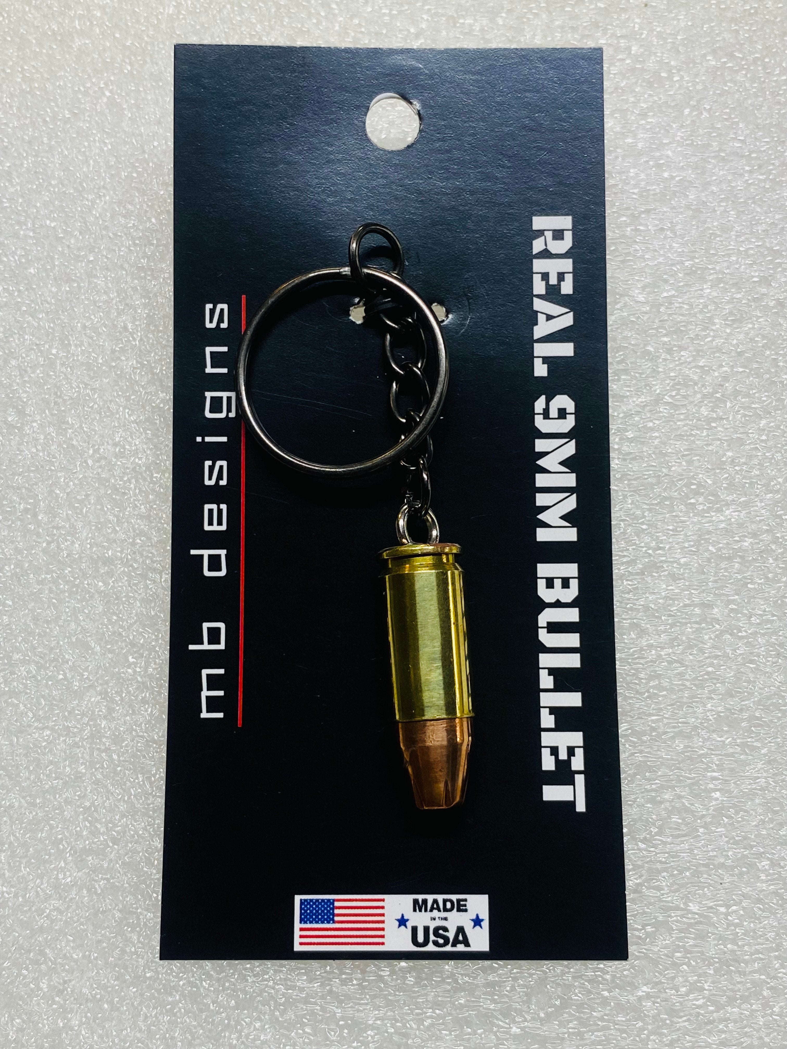 9mm Bullet Hollow Point Keychain Key Chain Unique Gift W/Black Keychain