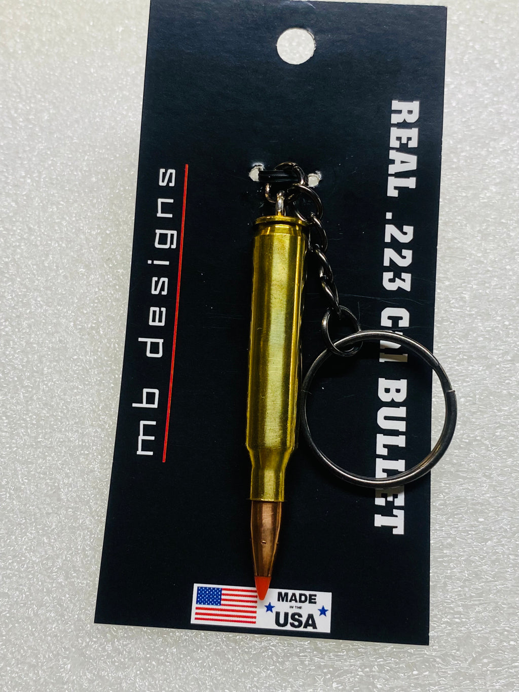 .223 5.56 Bullet Keychain Key Chain Unique Gift W/Black Keychain