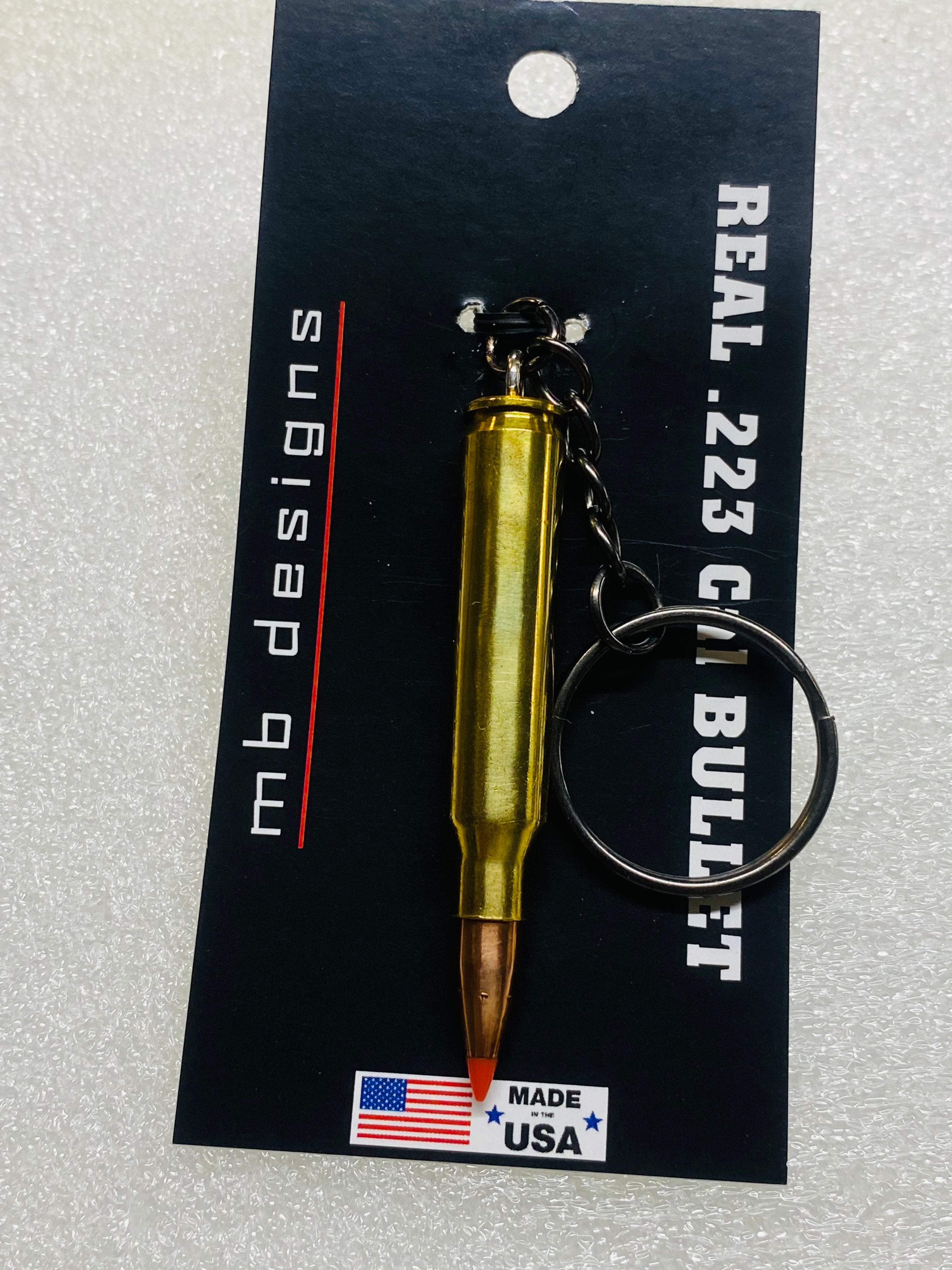 .223 5.56 Bullet Keychain Key Chain Unique Gift W/Black Keychain