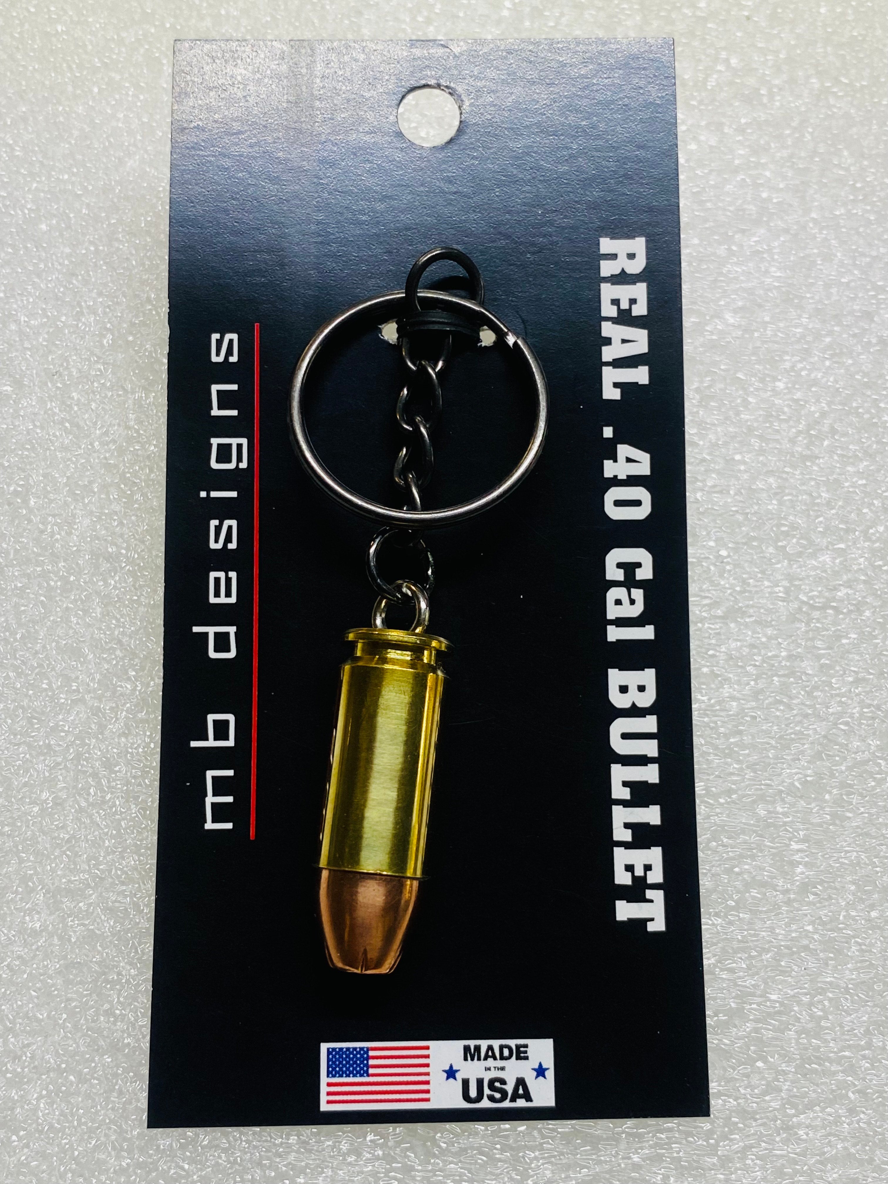 .40 Cal Bullet Hollow Point Keychain Key Chain Unique Gift W/Black Keychain