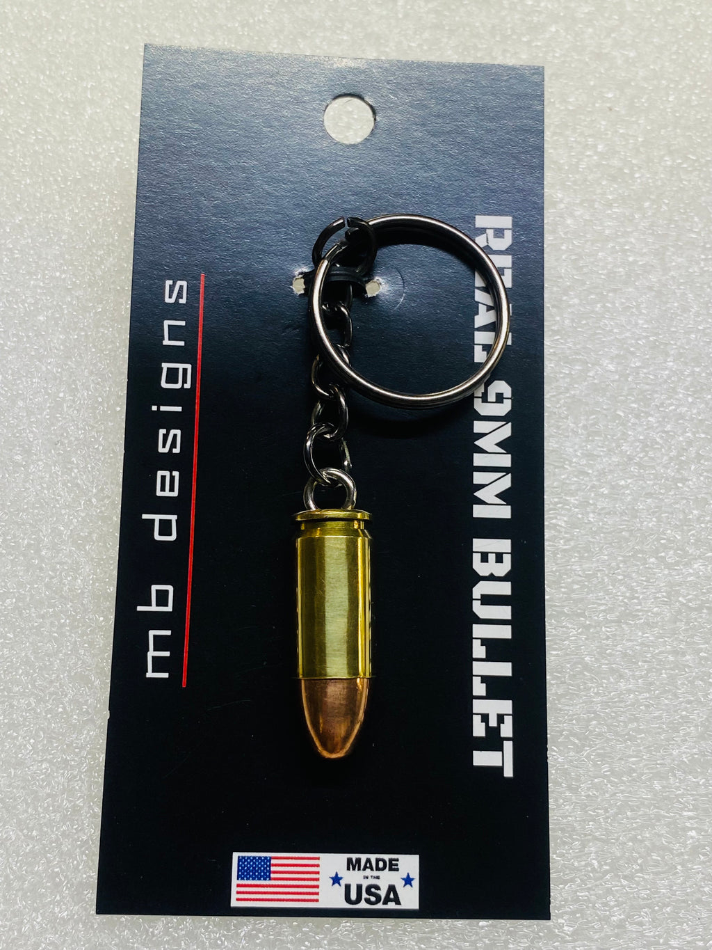 9mm Bullet FMJ Keychain Key Chain Unique Gift W/Black Keychain