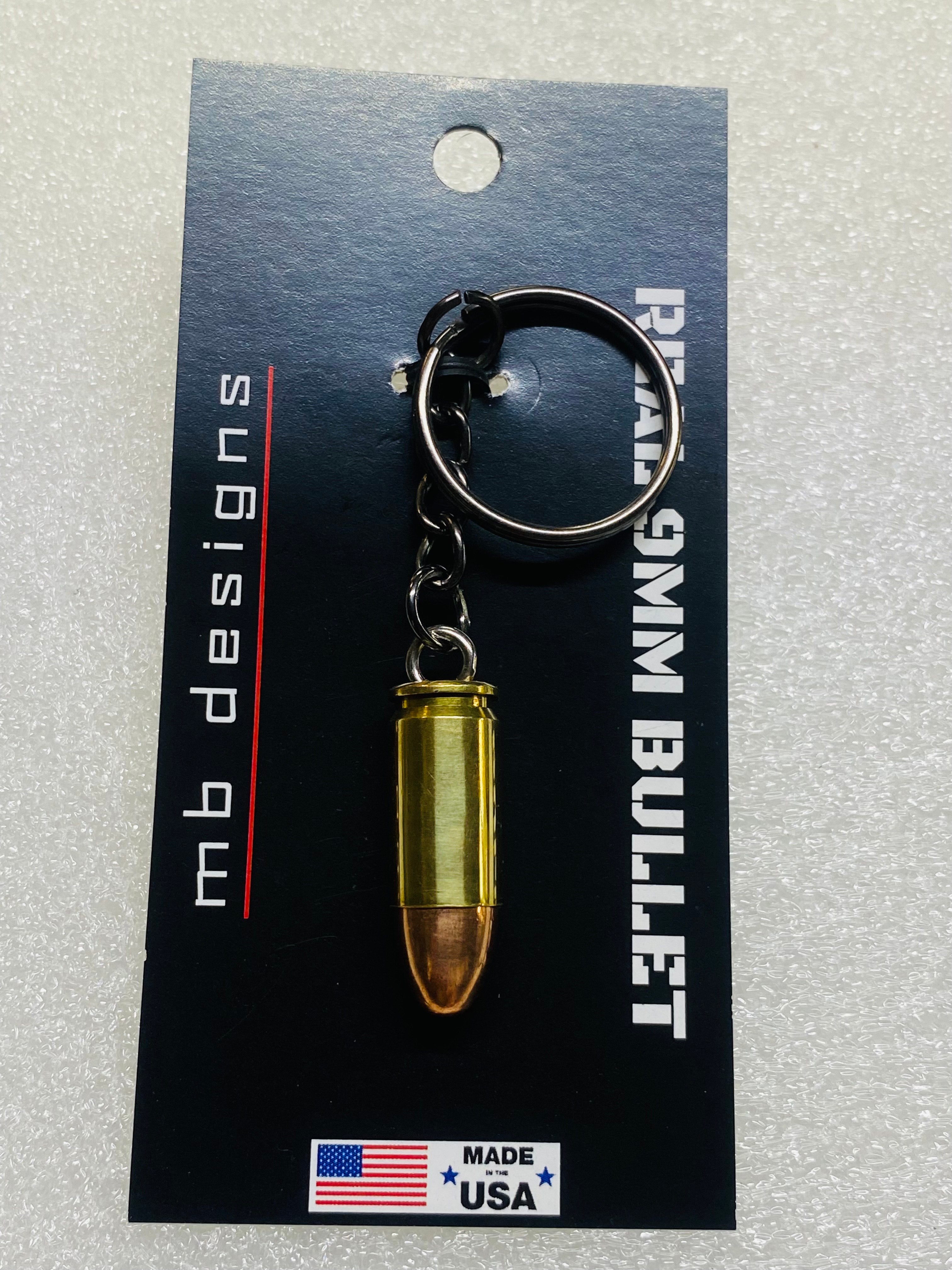 9mm Bullet FMJ Keychain Key Chain Unique Gift W/Black Keychain