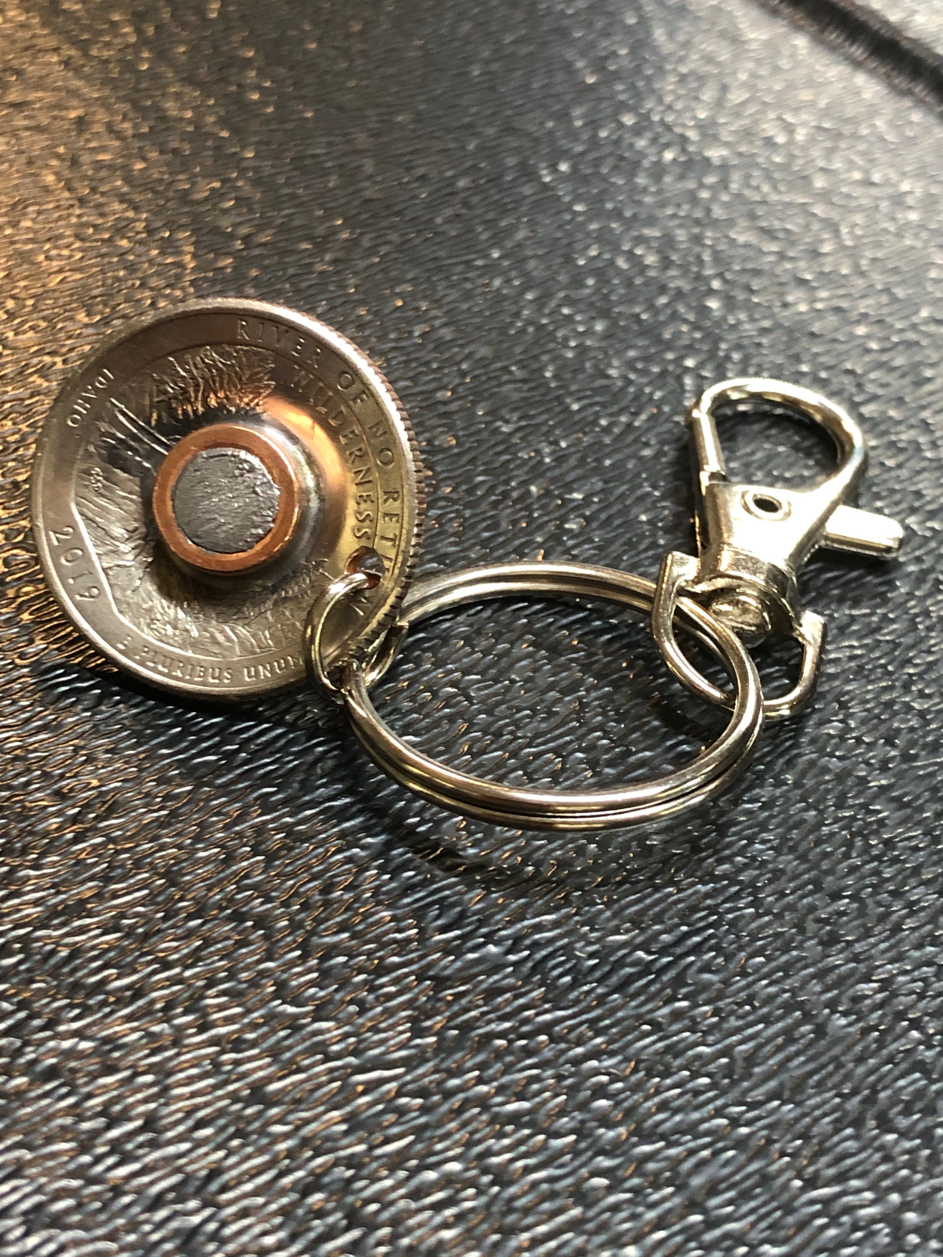 9MM Bullet FMJ Quarter Keychain Unique Gift