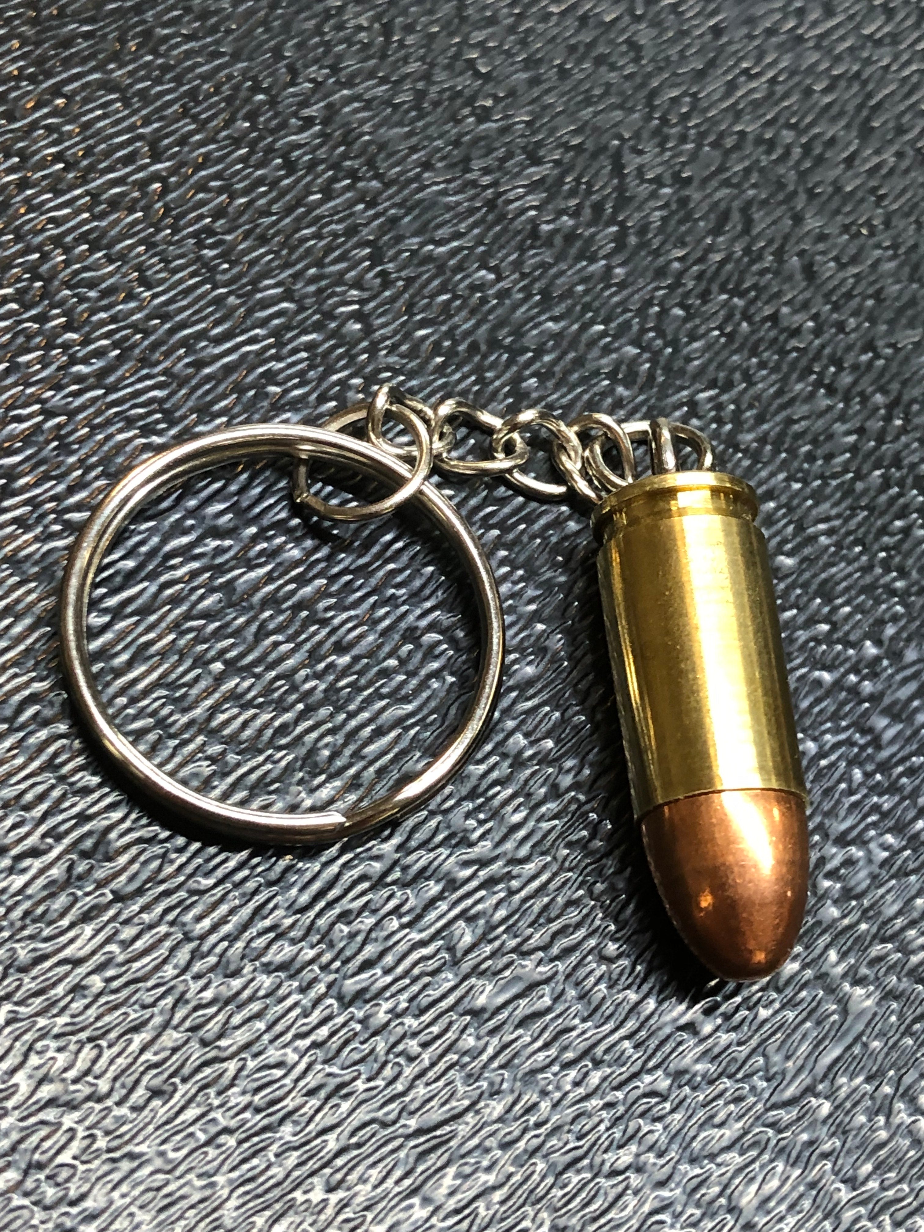 9mm Bullet FMJ Keychain Key Chain Unique Gift W/Black Keychain
