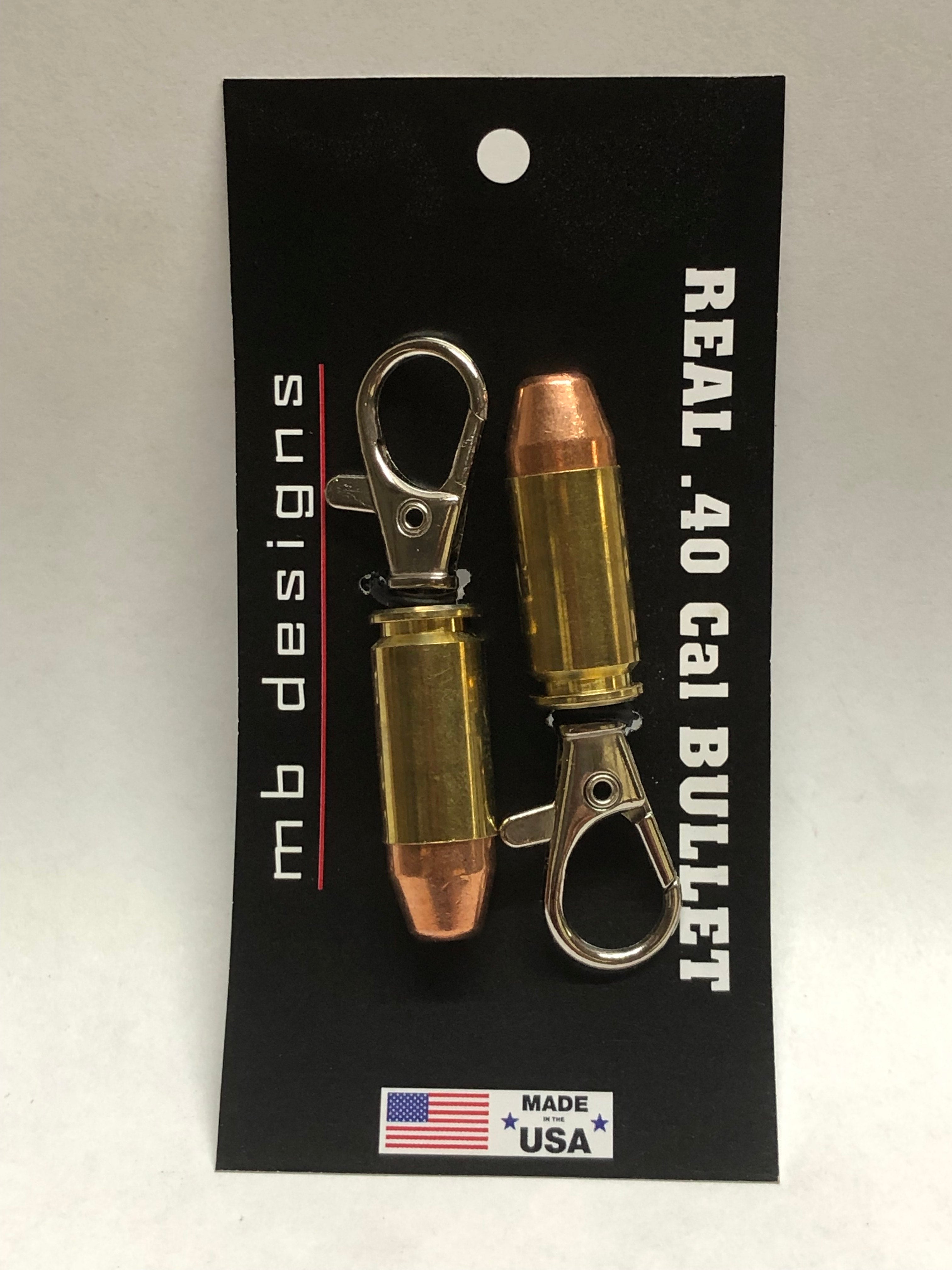 Pair Of .40 Cal FMJ Bullet Zipper Pulls Or Keychains Unique Gift