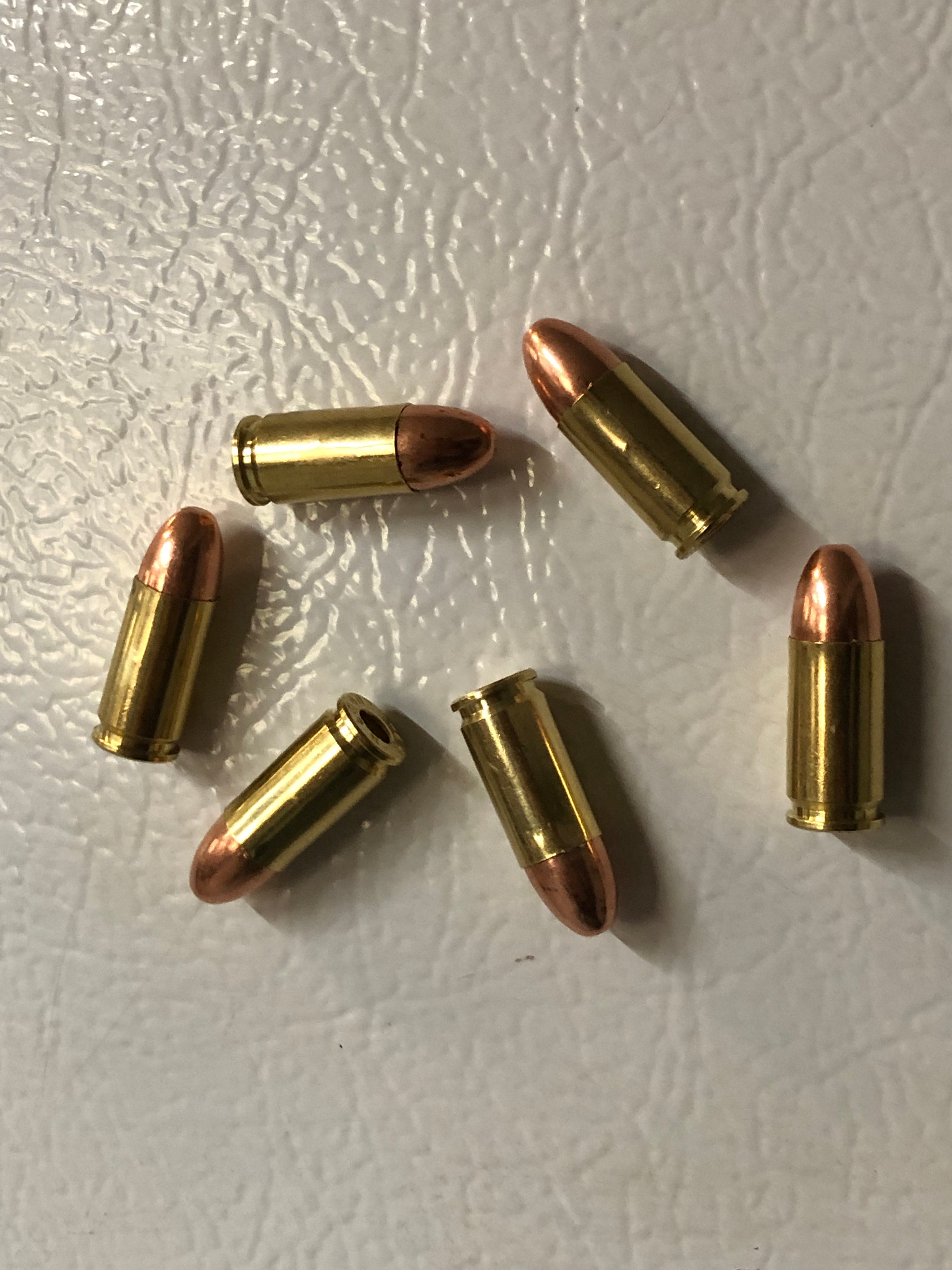 6 Pack Of 9mm Bullet Fridge Toolbox Magnets