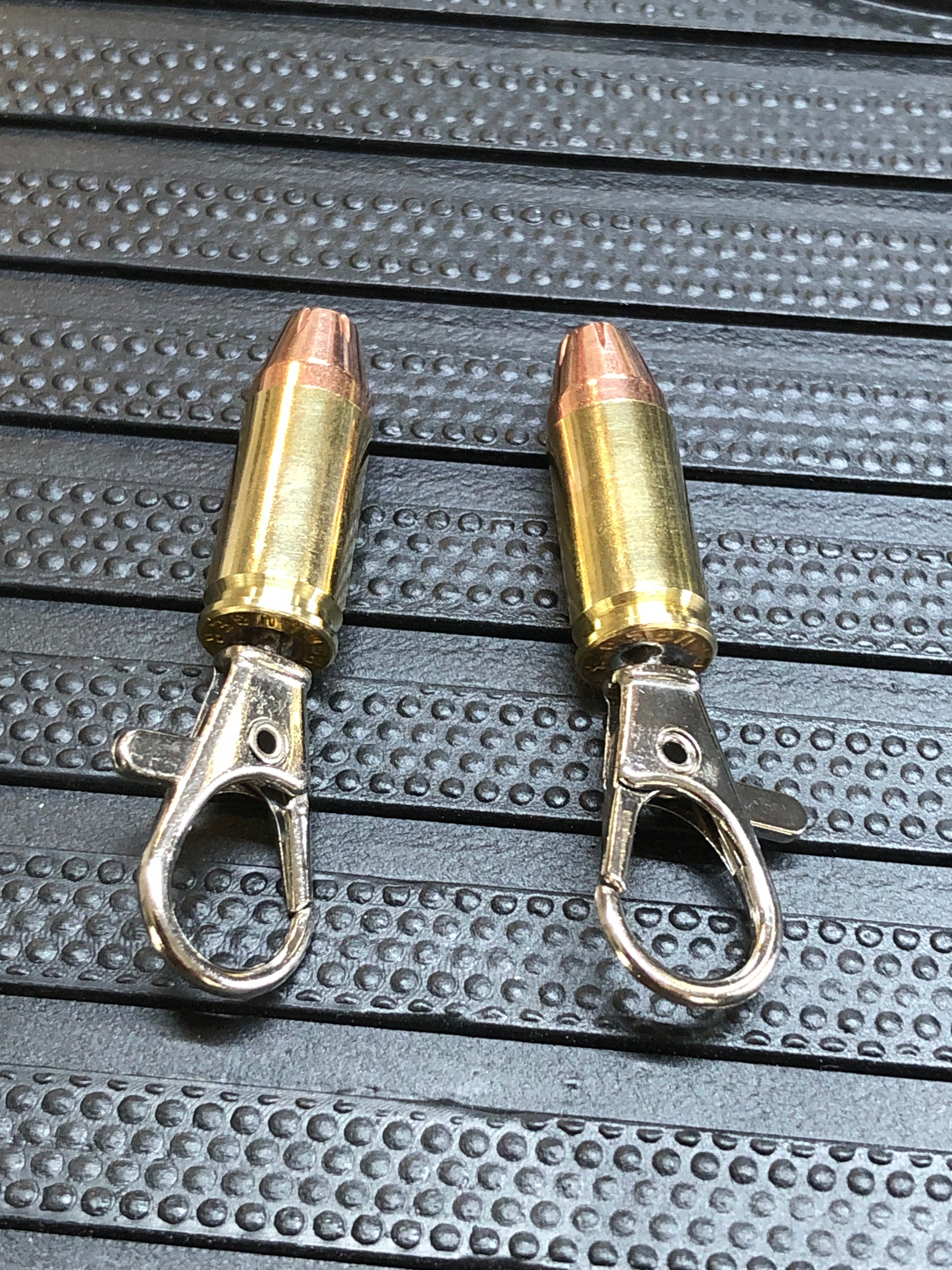 Pair Of 9mm Hollow Point Bullet Zipper Pulls Or Keychains Unique Gift