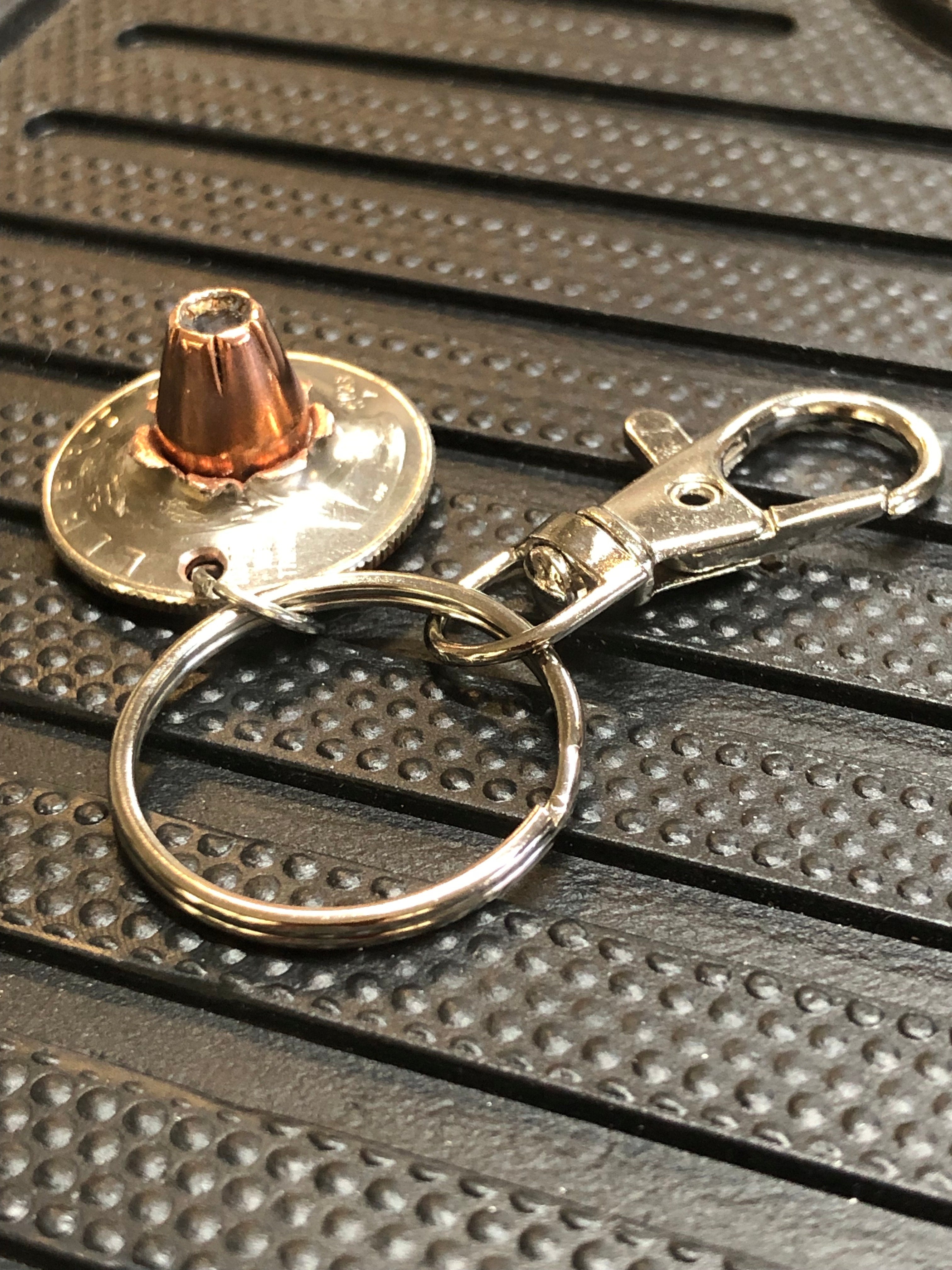 9mm Hollow Point Bullet Quarter Keychain Unique Gift