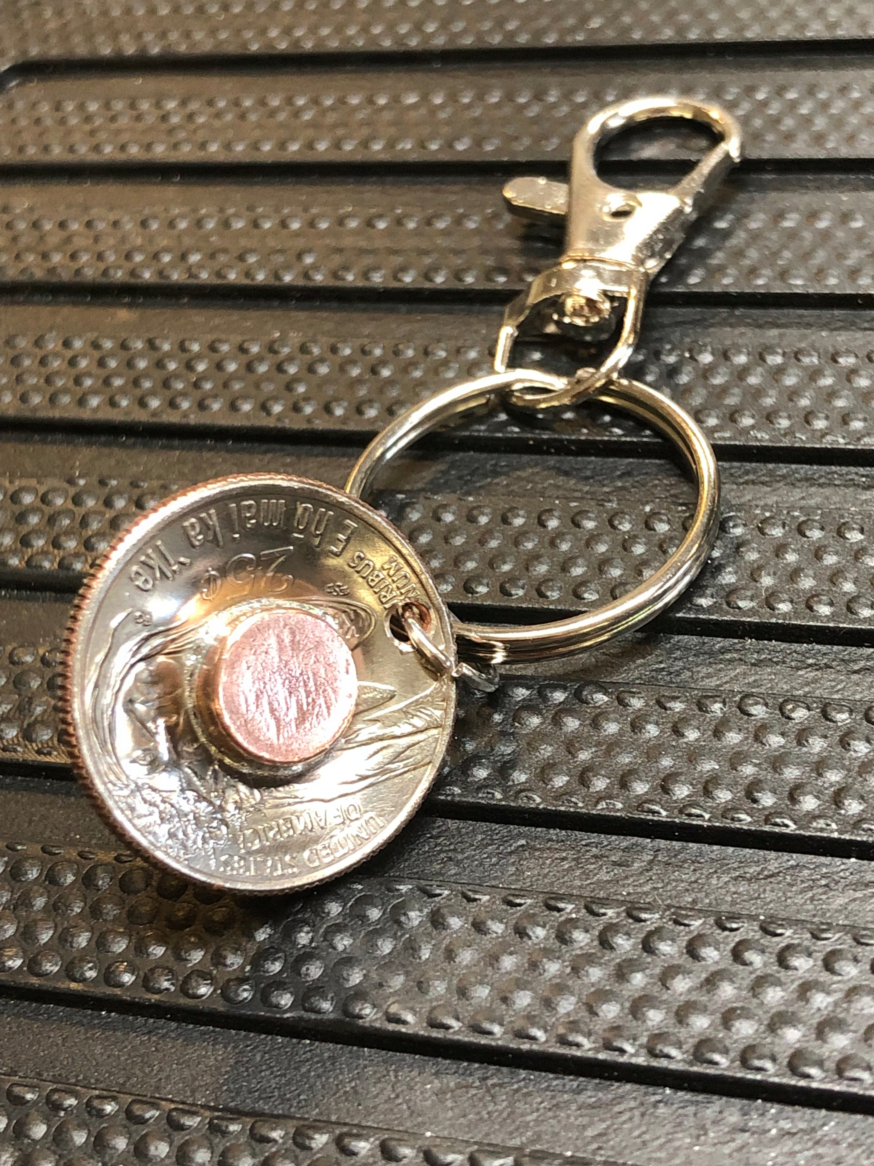 9mm Hollow Point Bullet Quarter Keychain Unique Gift