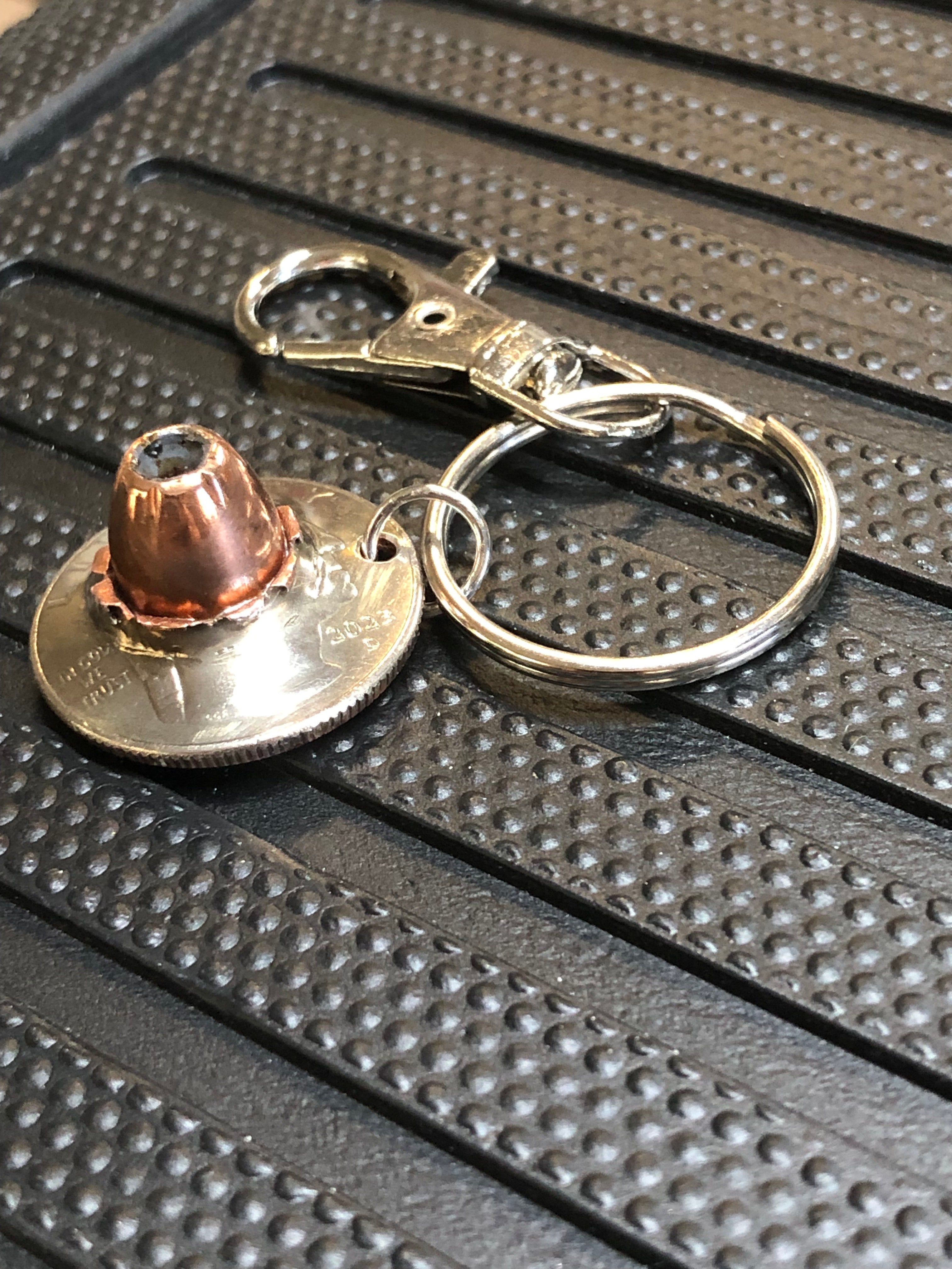 .40 Cal Hollow Point Bullet Quarter Keychain Key Chain Unique Gift