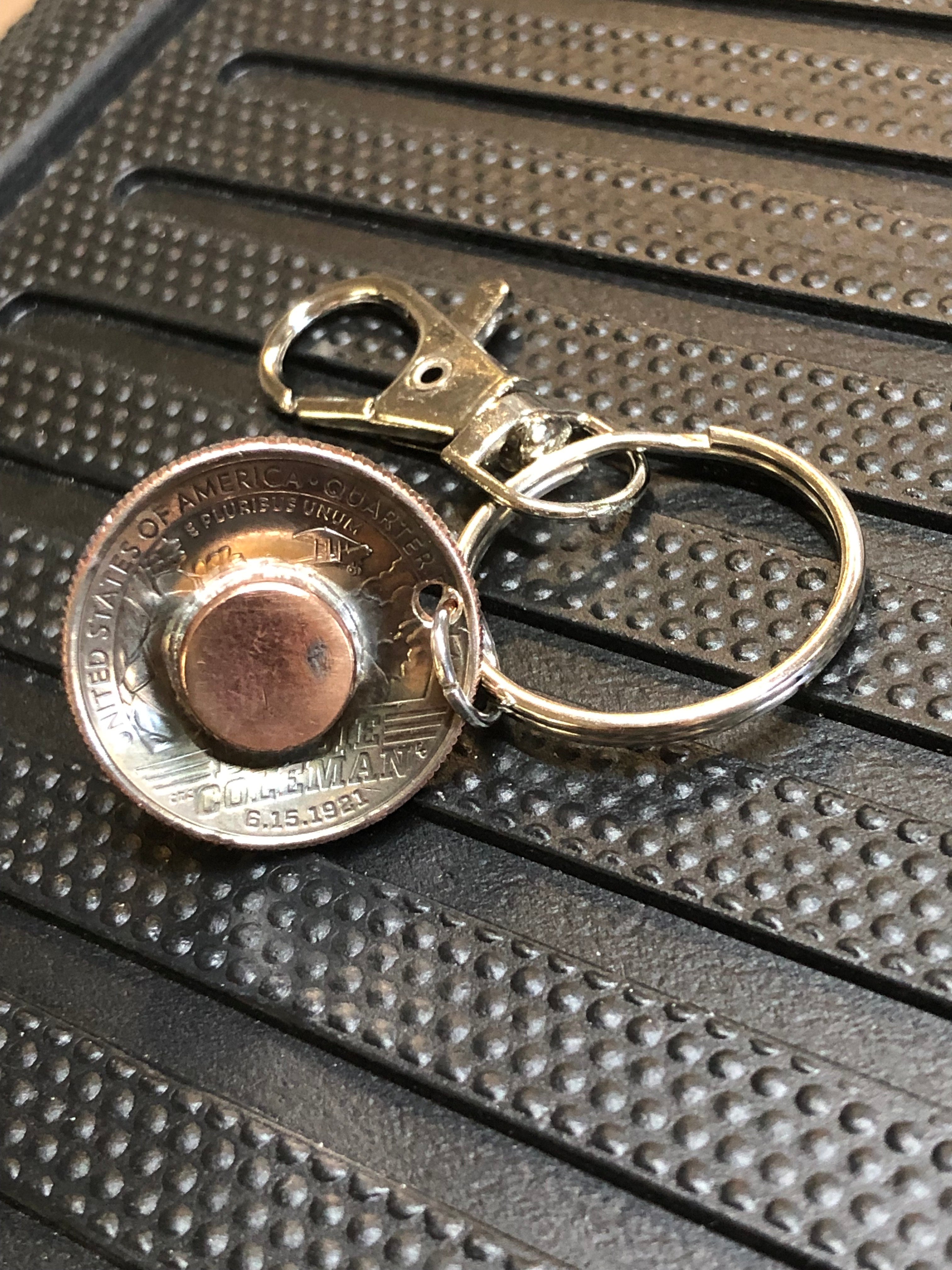 .40 Cal Hollow Point Bullet Quarter Keychain Key Chain Unique Gift