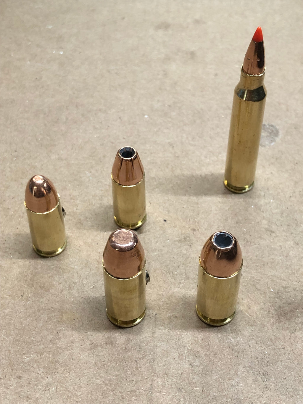 5 Pack Of Assorted Bullet Fridge Toolbox Magnets .223 .40 9mm