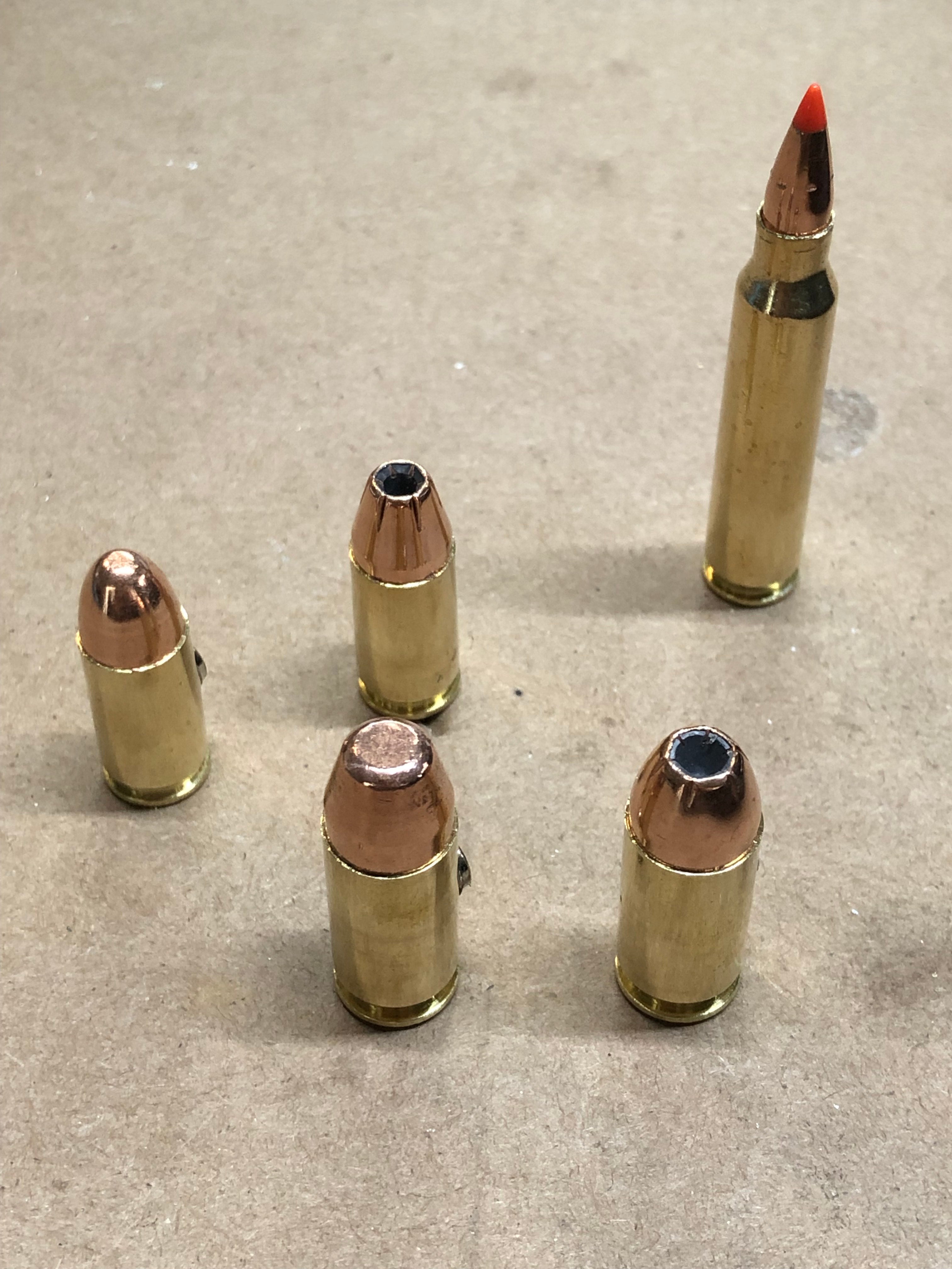 5 Pack Of Assorted Bullet Fridge Toolbox Magnets .223 .40 9mm
