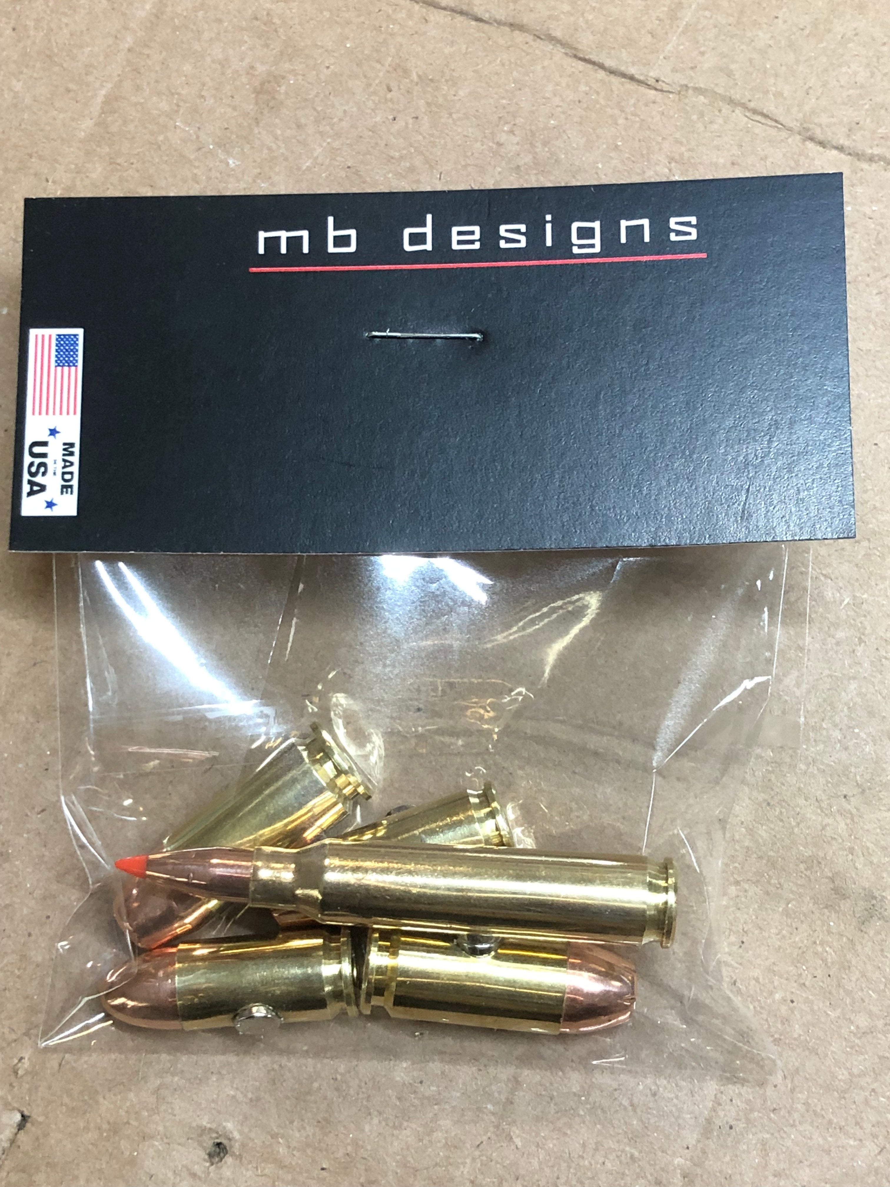 5 Pack Of Assorted Bullet Fridge Toolbox Magnets .223 .40 9mm