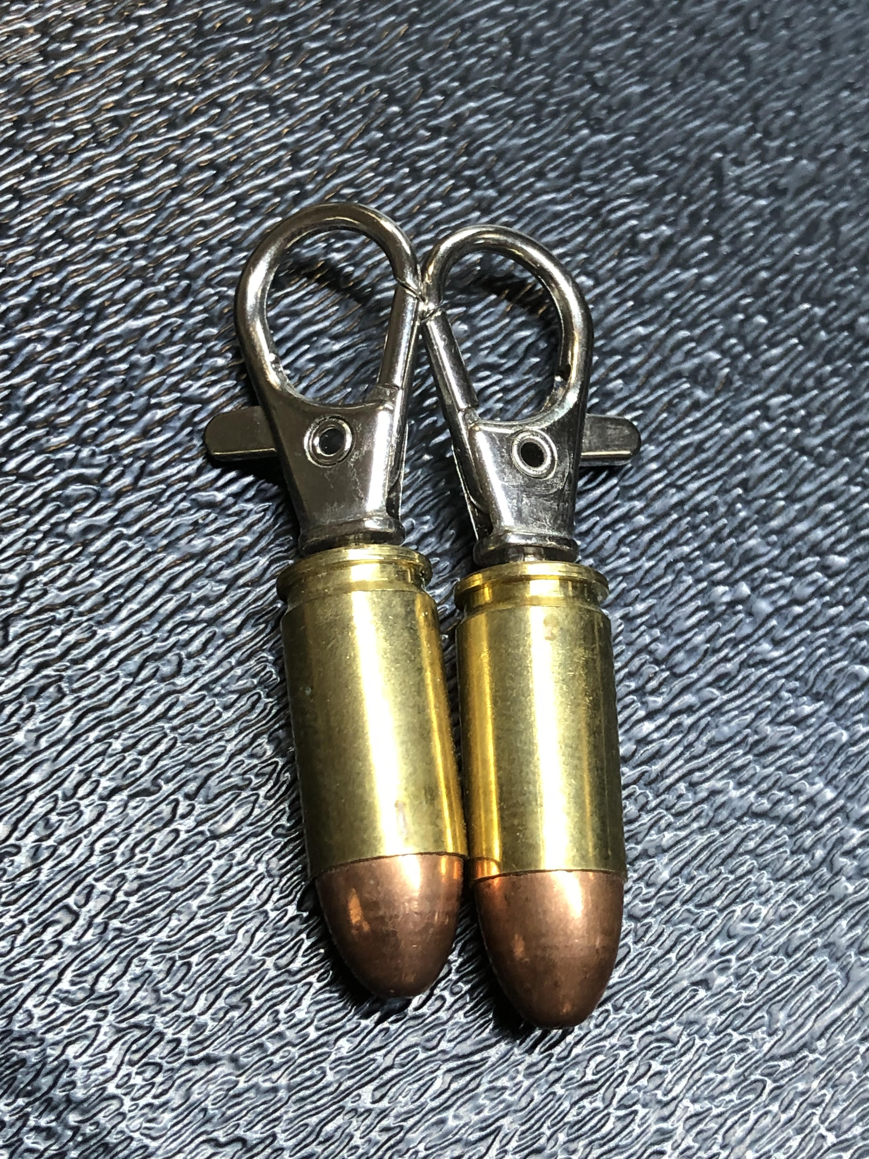 Pair Of 9mm FMJ Bullet Zipper Pulls Or Keychains Unique Gift
