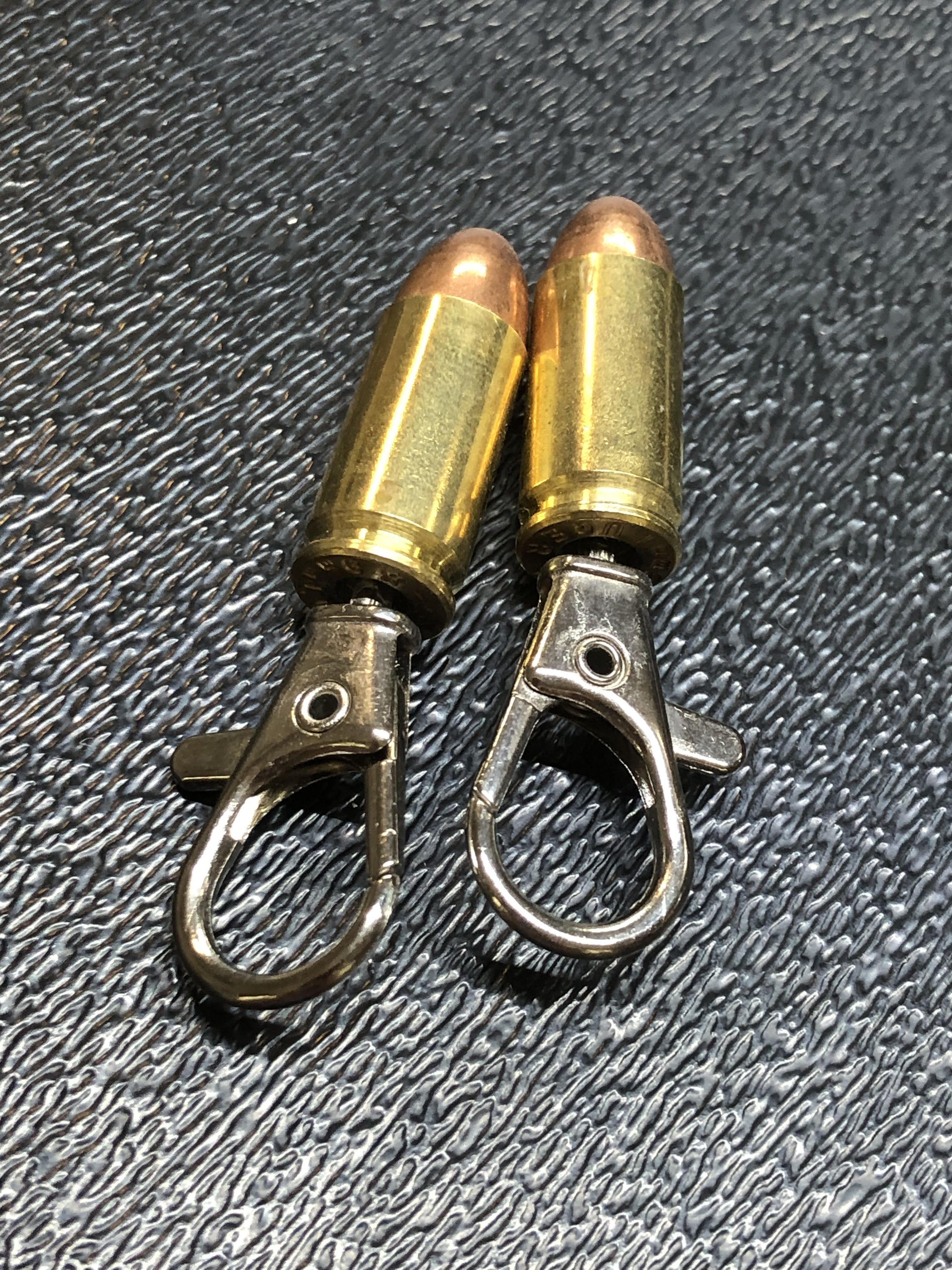 Pair Of 9mm FMJ Bullet Zipper Pulls Or Keychains Unique Gift